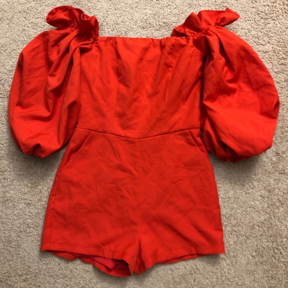 Tea n Cup Pants - Vibrant Orange Romper